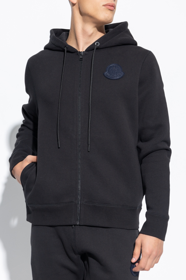 Black Hoodie with logo patch Moncler - Blue denim jacket